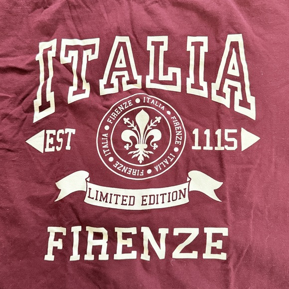 Medium Italia Firenze graphic tee est 1115 medium maroon burgundy red - Picture 2 of 4
